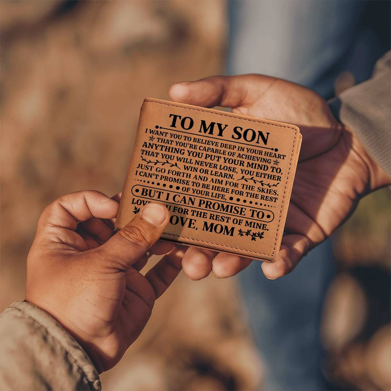 To My Son Promise (Black) – Leather Wallet