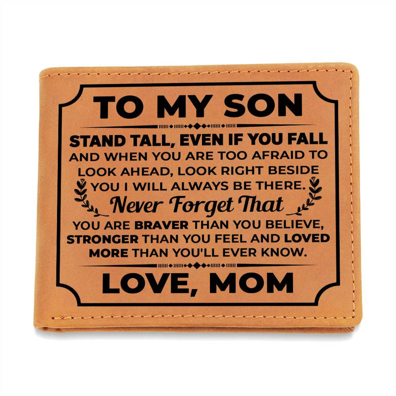 To My Son Stand Tall (Black) – Leather Wallet