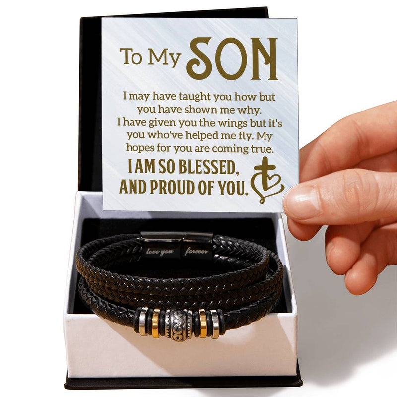 To My Son - Mens Leather Bracelet