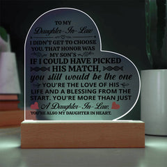 To My Daughter-in-Law Honor – Acrylic Heart Plaque